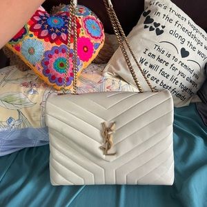 YSL LOULOU BAG IN MEDIUM GOLD AND CREAM WHITE